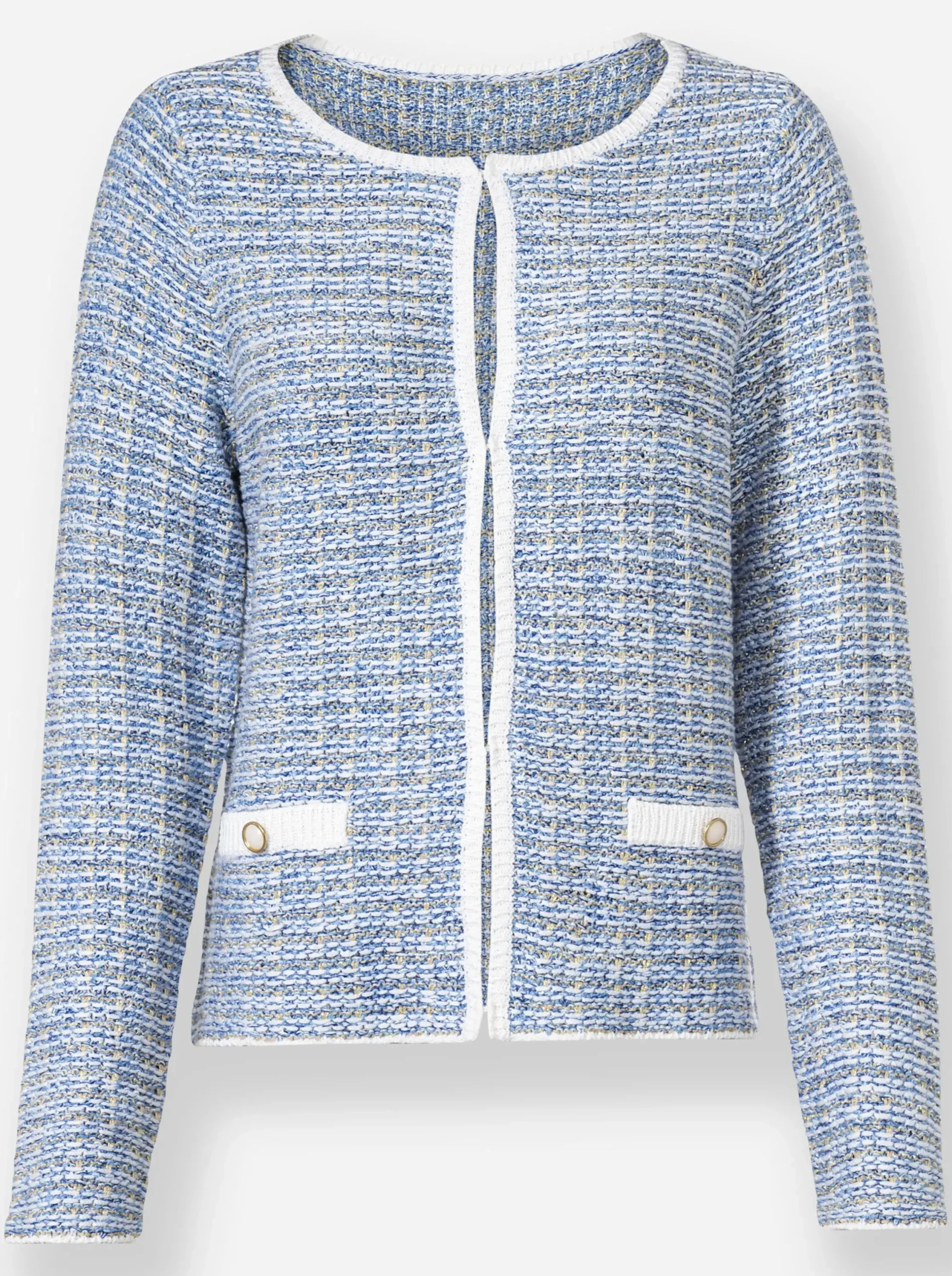 Strickjacken|heine Strickjacke himmelblau-ecru-meliert