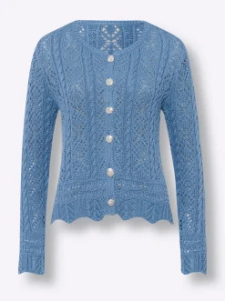 Strandmode|Strickjacken|heine Strickjacke mittelblau