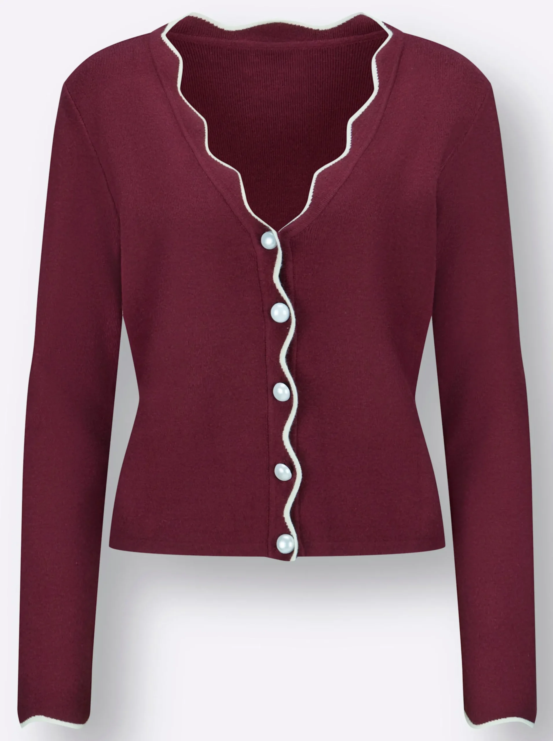 Strickjacken| Strickjacke bordeaux-champagner-gemustert