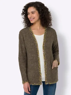 Strickjacken|heine Strickjacke dunkeltaupe-ecru-meliert