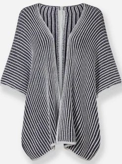 Jacken|heine Strickjacke marine-ecru-gestreift