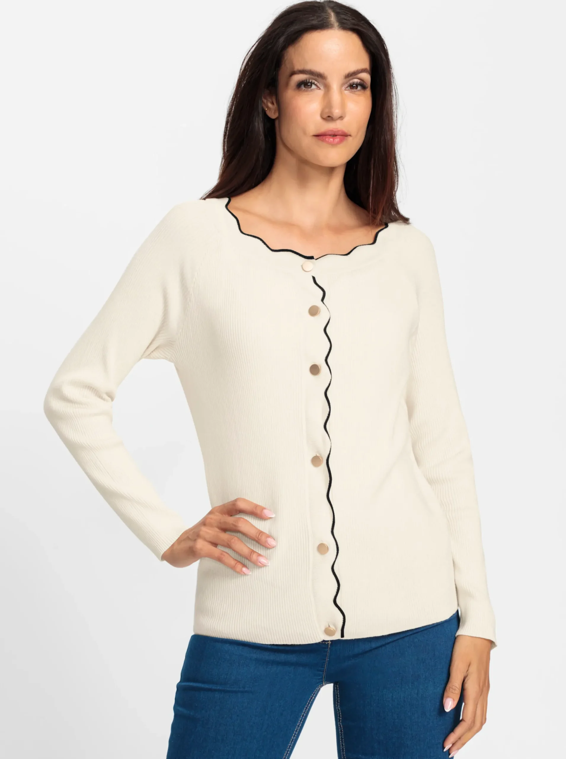 Strickjacken|heine Strickjacke champagner