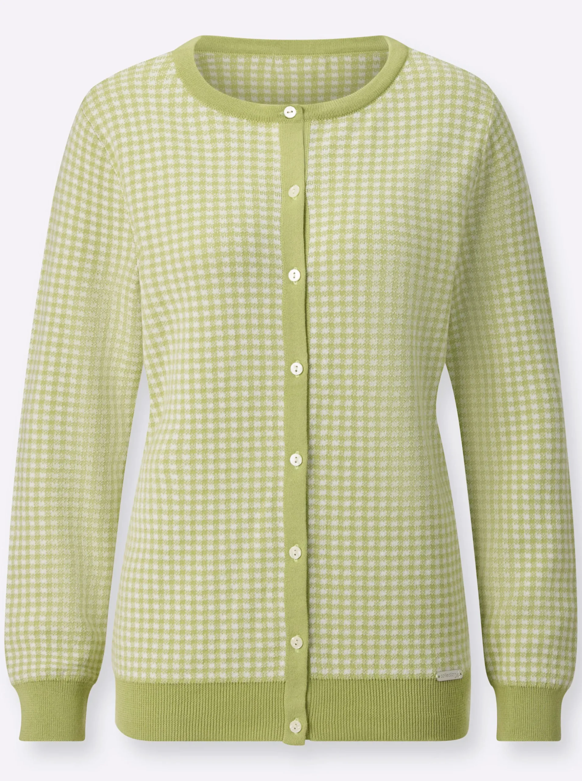 Strickjacken| Strickjacke lindgrün-ecru-kariert