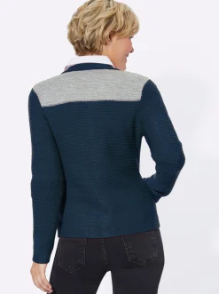 Strickjacken| Strickjacke dunkelblau-steingrau