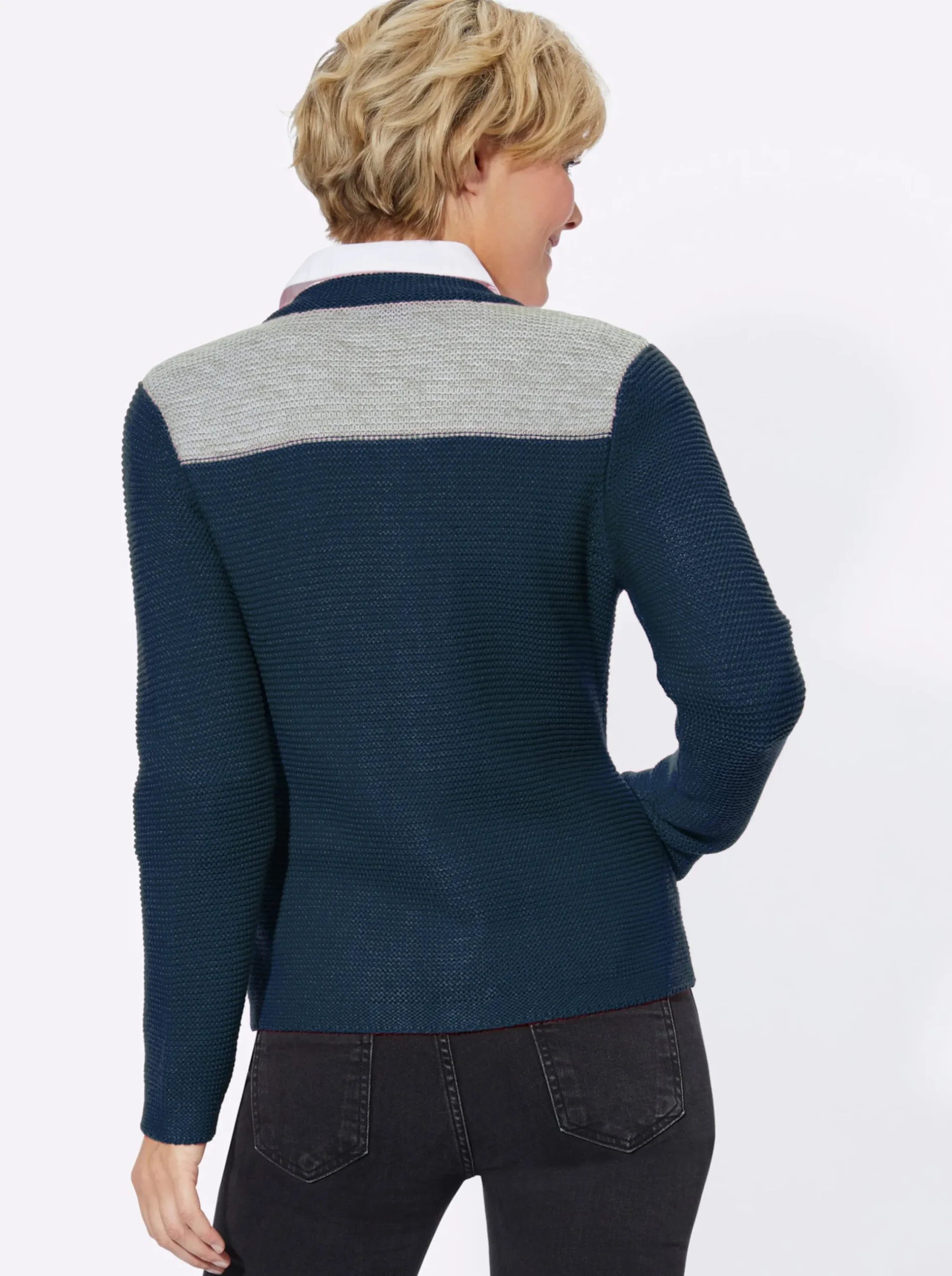 Strickjacken| Strickjacke dunkelblau-steingrau