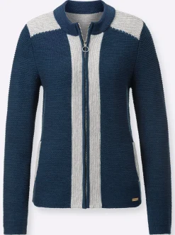 Strickjacken| Strickjacke dunkelblau-steingrau