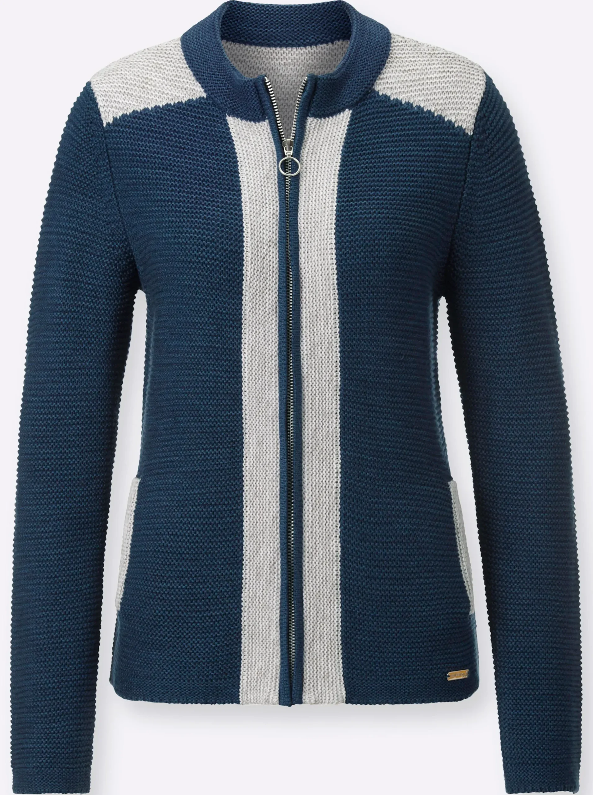 Strickjacken| Strickjacke dunkelblau-steingrau