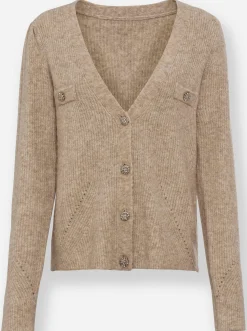 Strickjacken|heine Strickjacke elfenbein-schoko-meliert