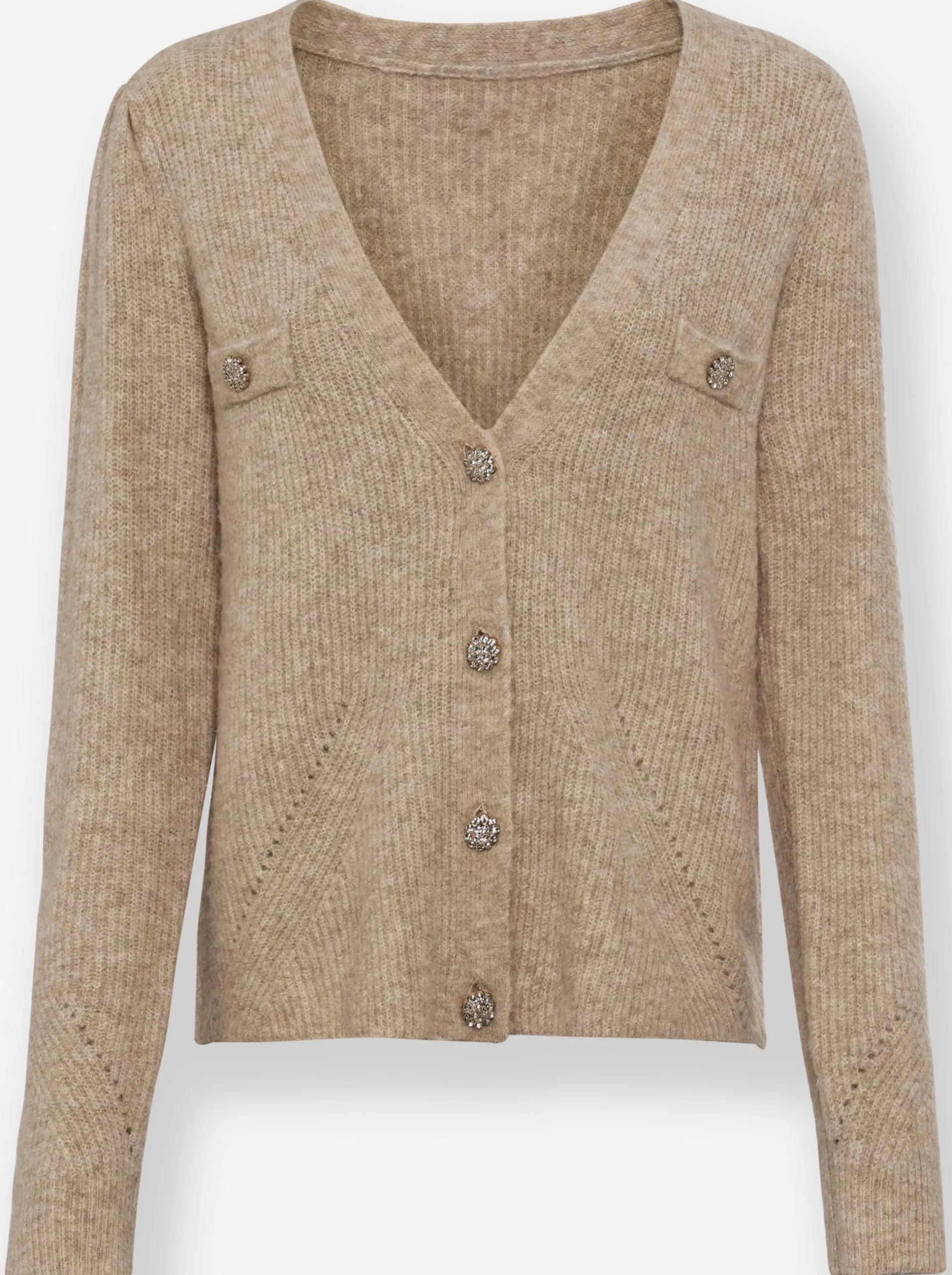 Strickjacken|heine Strickjacke elfenbein-schoko-meliert
