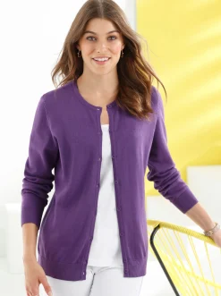 Basics| Strickjacke aus reiner Baumwolle lila