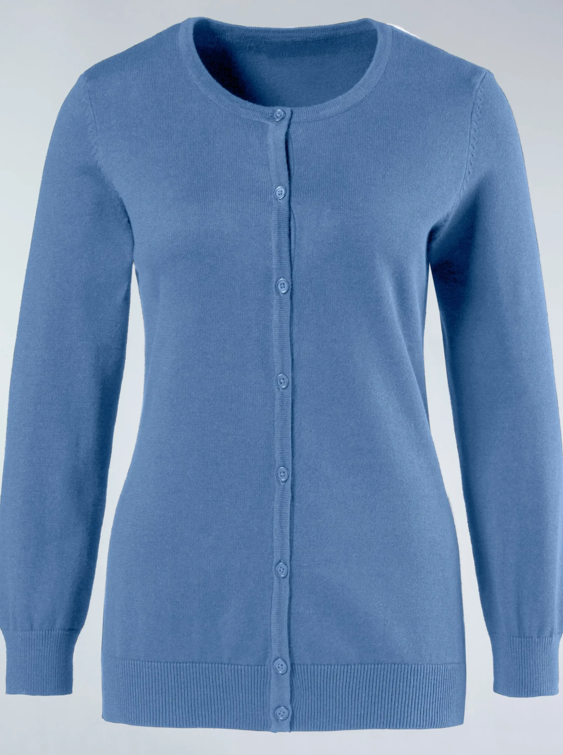 Basics| Strickjacke aus reiner Baumwolle blau