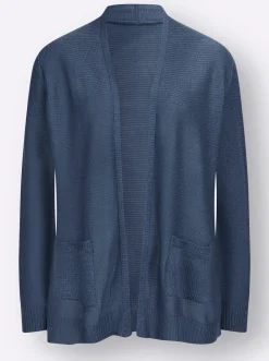 Strickjacken| Strickjacke im Linksstrick-Muster rauchblau
