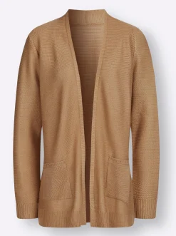 Strickjacken| Strickjacke im Linksstrick-Muster camel