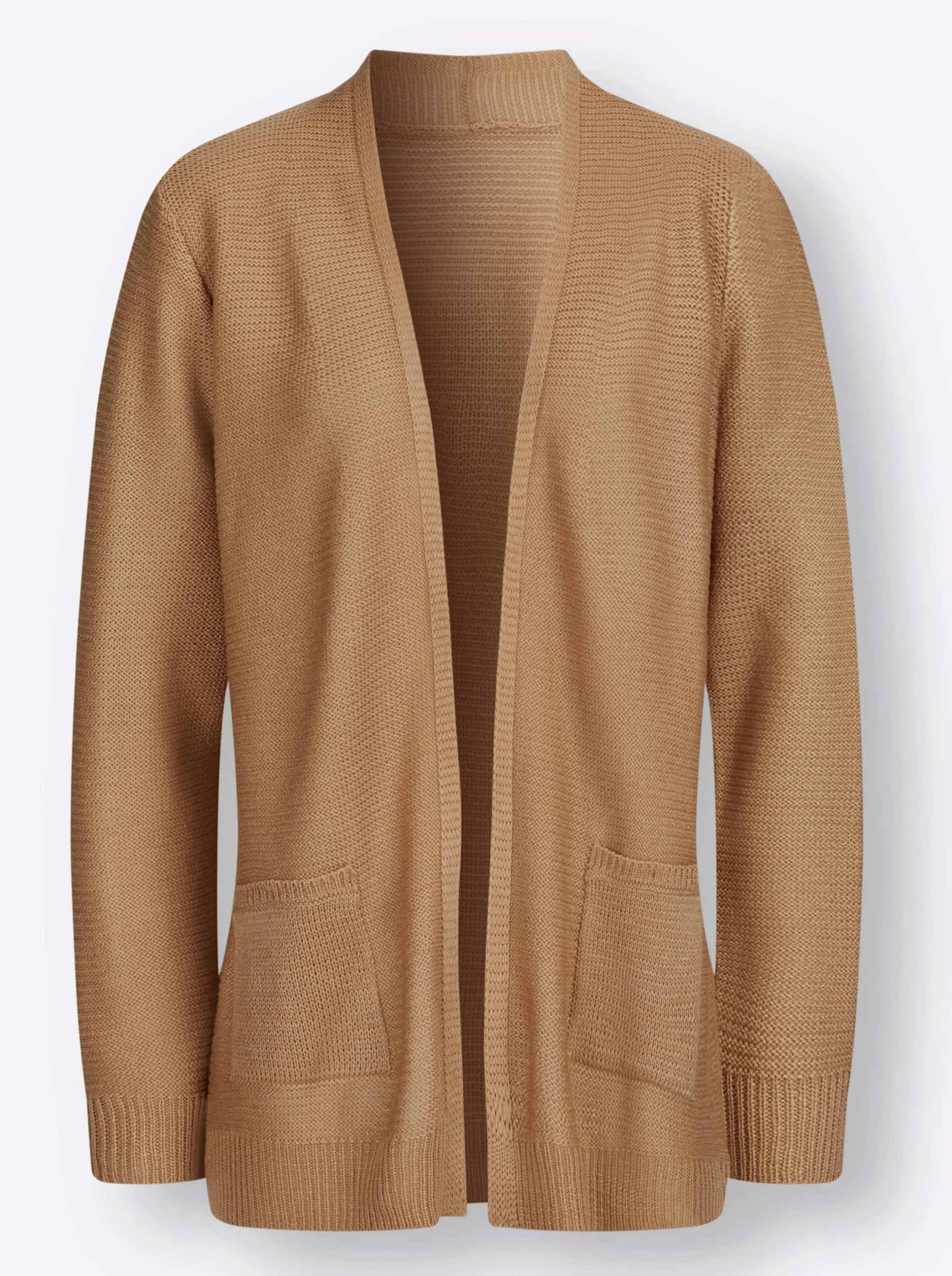 Strickjacken| Strickjacke im Linksstrick-Muster camel