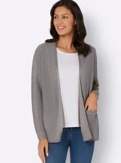 Strickjacken| Strickjacke im Linksstrick-Muster steingrau