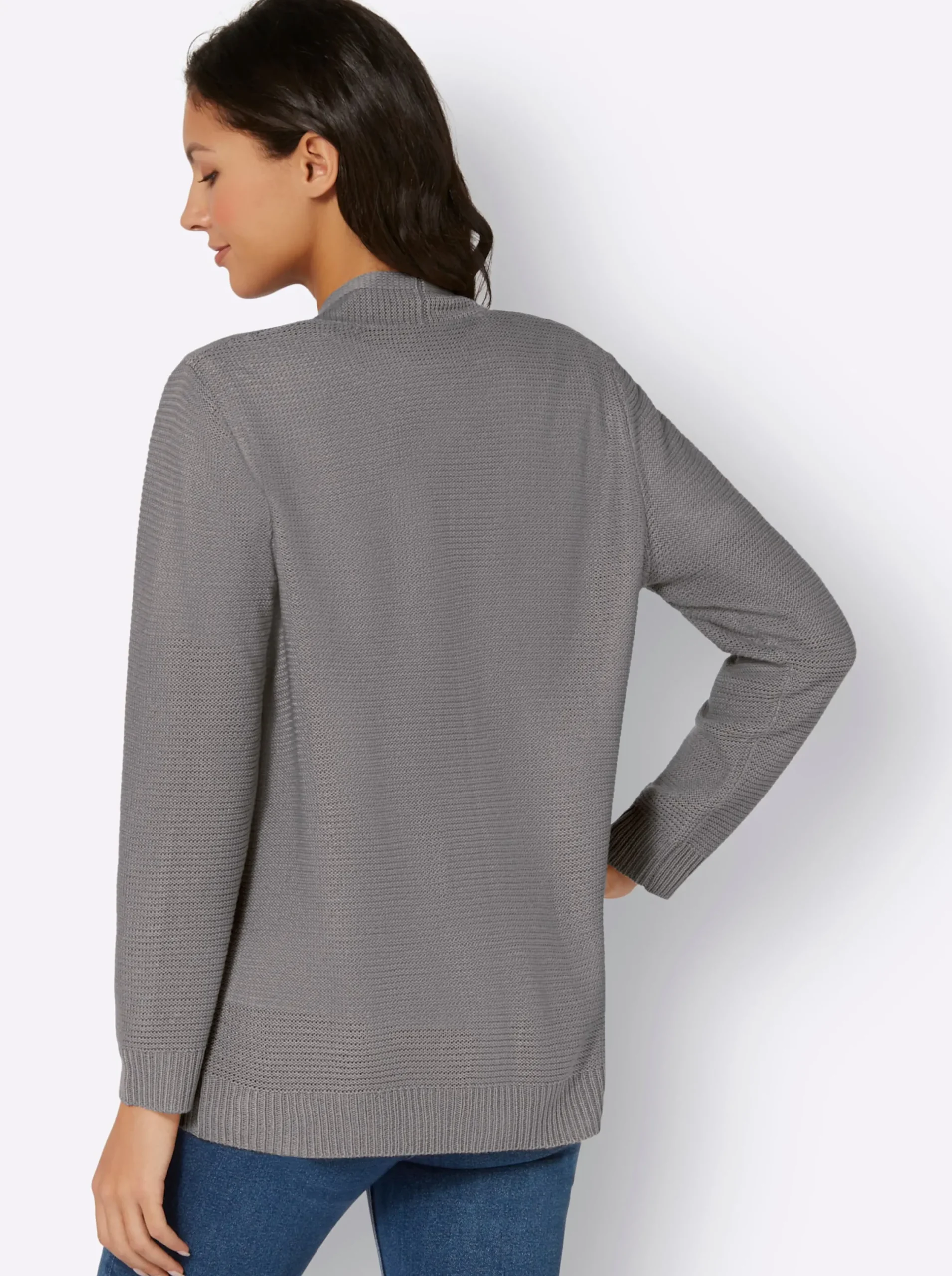 Strickjacken| Strickjacke im Linksstrick-Muster steingrau