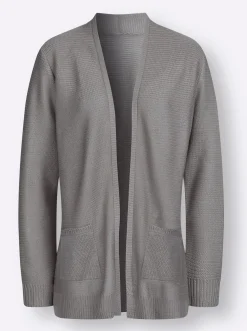 Strickjacken| Strickjacke im Linksstrick-Muster steingrau