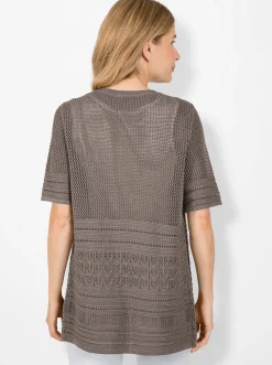 Strickjacken| Strickjacke in Ajourstrick taupe