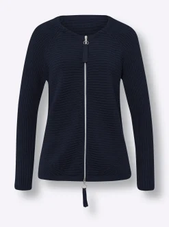 Strickjacken|heine Strickjacke in dezentem Glanz marine