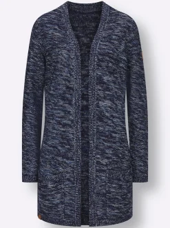Strickjacken| Strickjacke in Longform, meliert marine-meliert