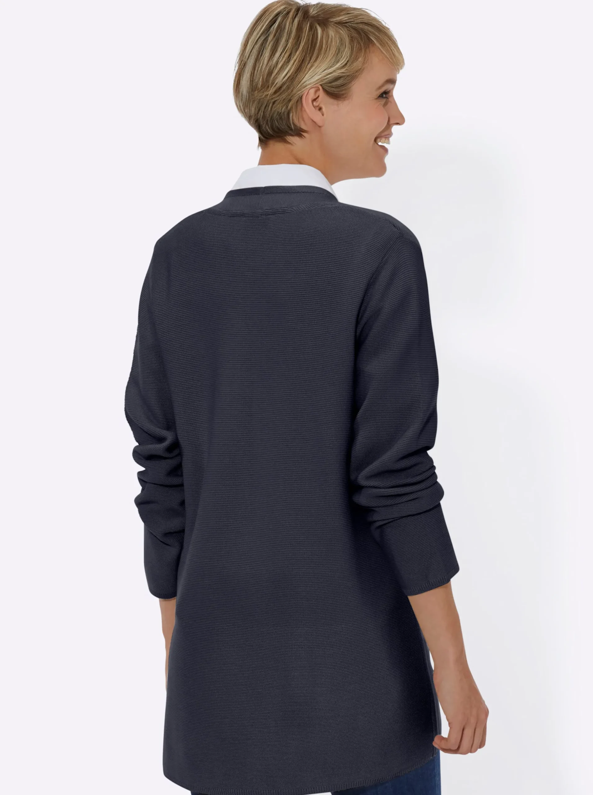 Strickjacken| Strickjacke in modisch längerer Schnittform marine