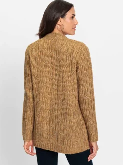 Strickjacken| Strickjacke in offener Longform ocker-meliert