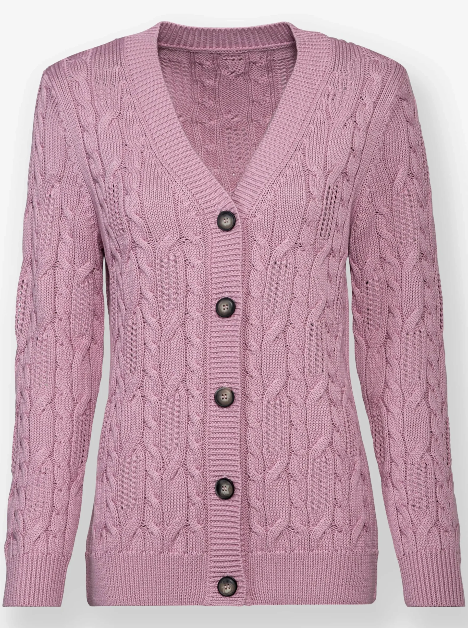 Strickjacken| Strickjacke mit Ajourmuster rosé