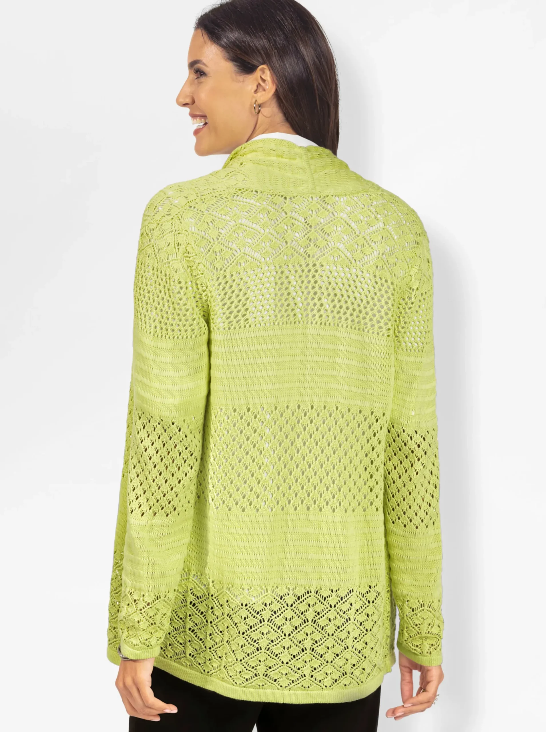 Strickjacken| Strickjacke mit Ajour-Muster pistazie