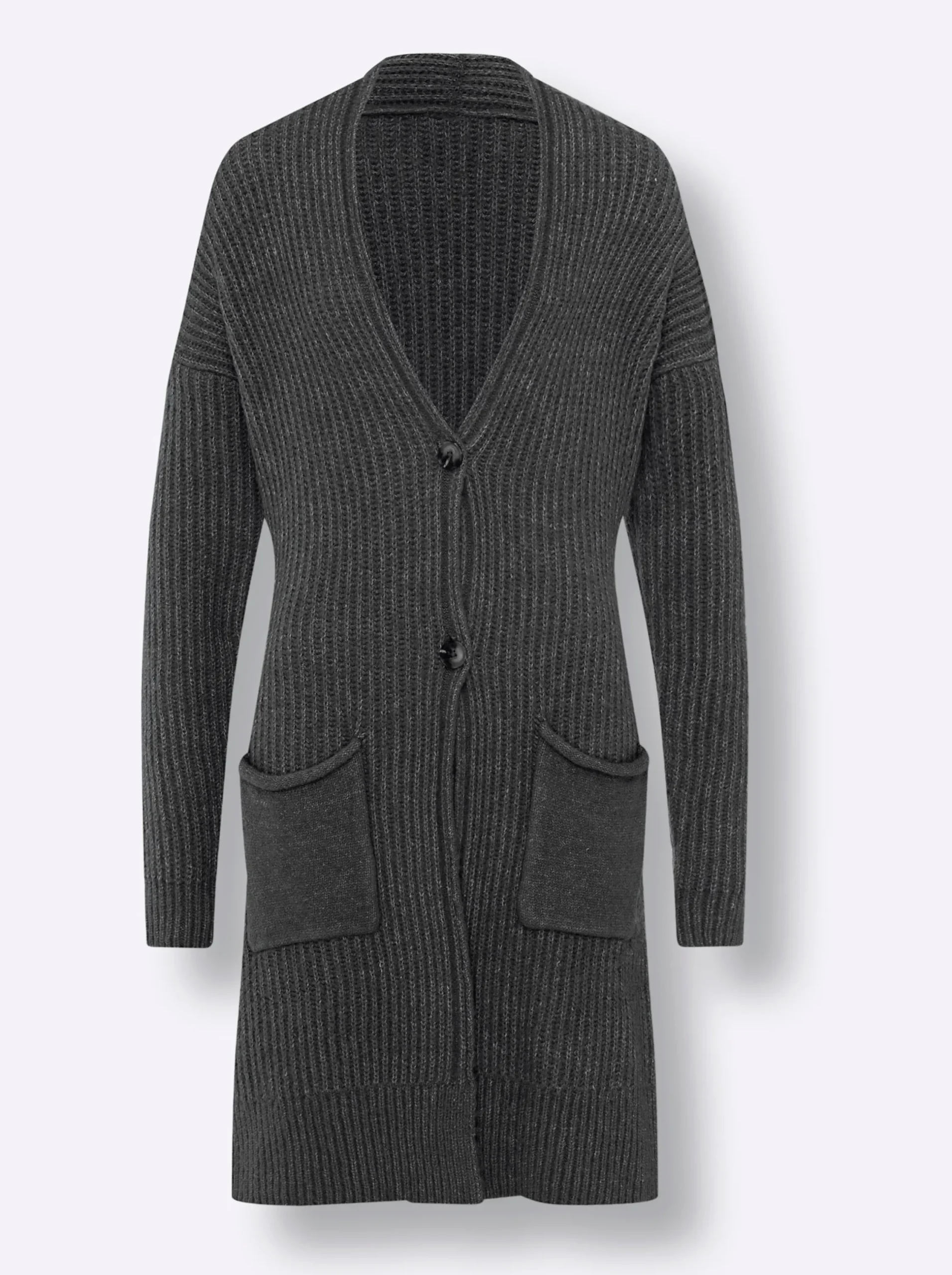 Strickjacken|heine Strickjacke mit aufgesetzten Taschen schwarz