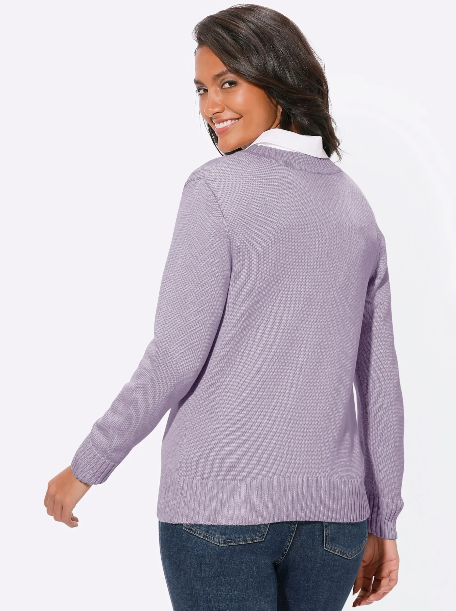 Strickjacken| Strickjacke mit farblich abgestimmten Knöpfen flieder