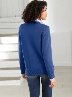 Strickjacken| Strickjacke mit farblich abgestimmten Knöpfen royalblau