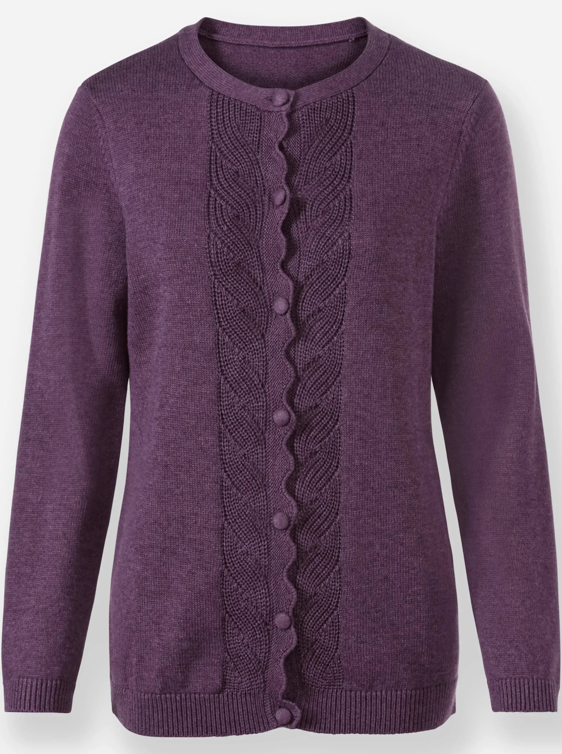 Strickjacken| Strickjacke mit gebogter Knopfleiste traube-meliert
