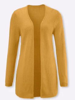 Strickjacken| Strickjacke mit gerippten Abschlüssen ocker