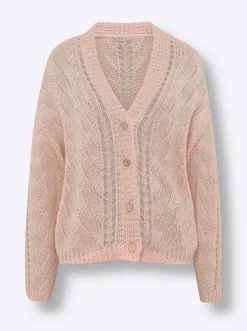Strickjacken|heine Strickjacke mit Holz-Optik-Knöpfen puder