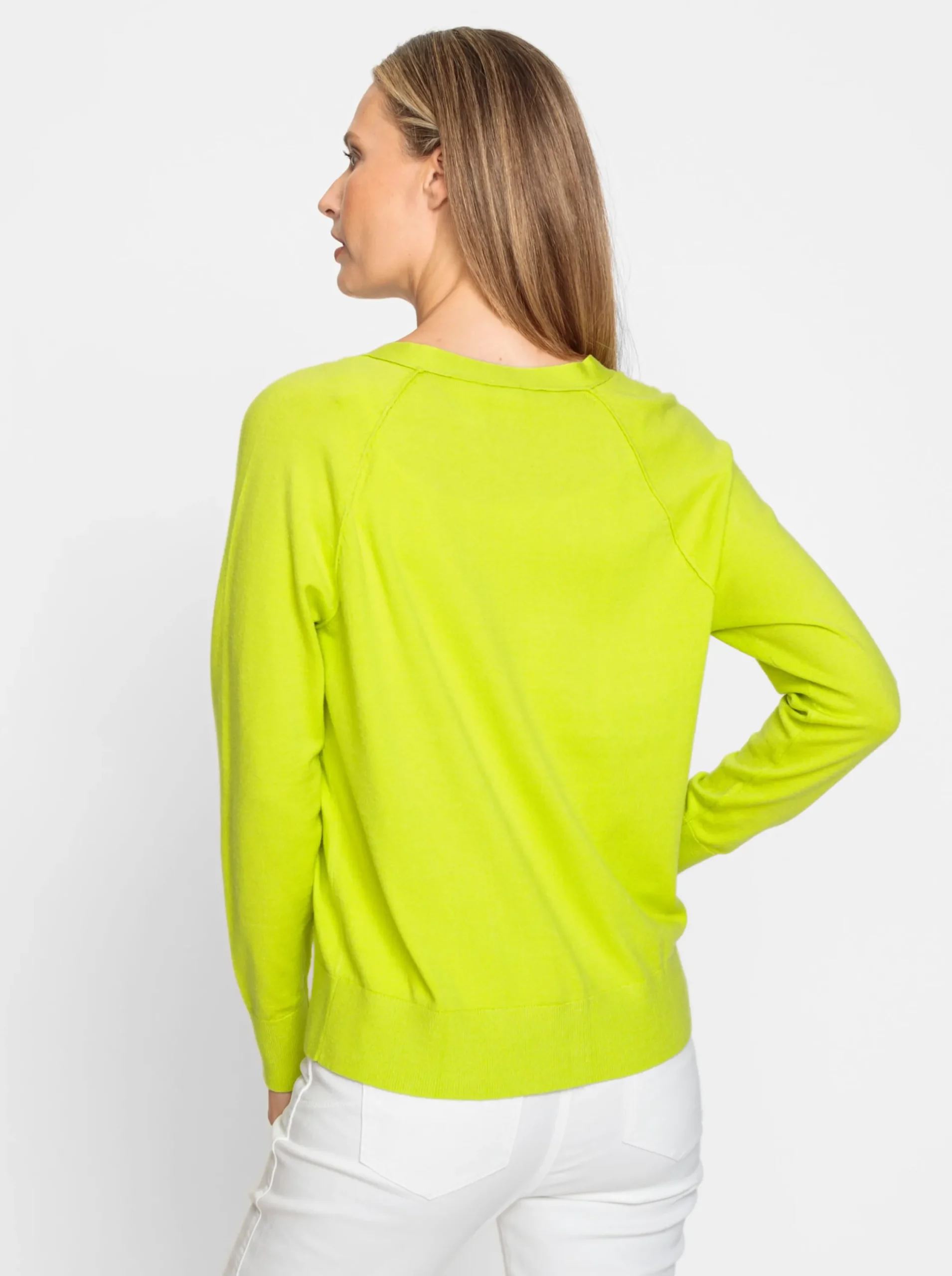 Strickjacken|heine Strickjacke mit Knöpfen in Horn-Optik limone
