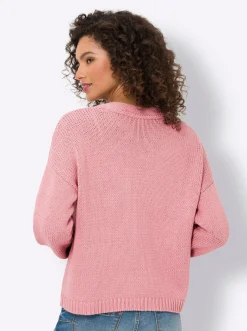 Strandmode|Strickjacken|heine Strickjacke mit Knöpfen in Holz-Optik rosé