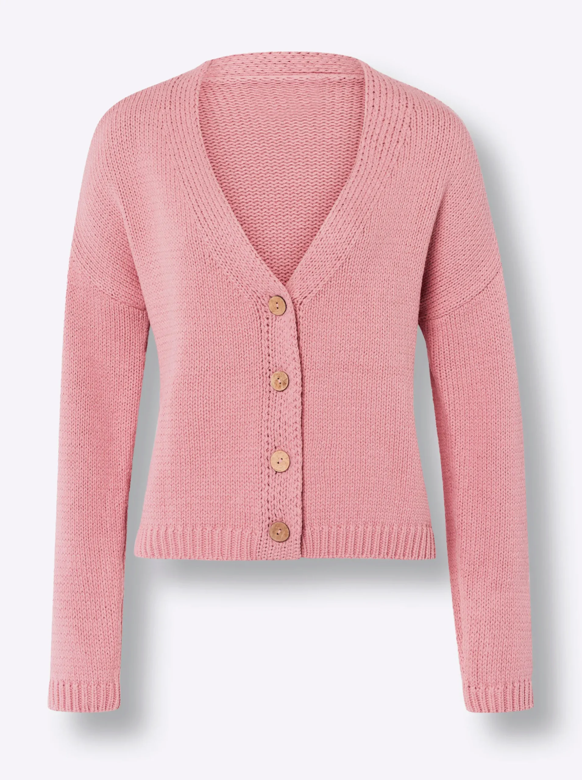 Strandmode|Strickjacken|heine Strickjacke mit Knöpfen in Holz-Optik rosé