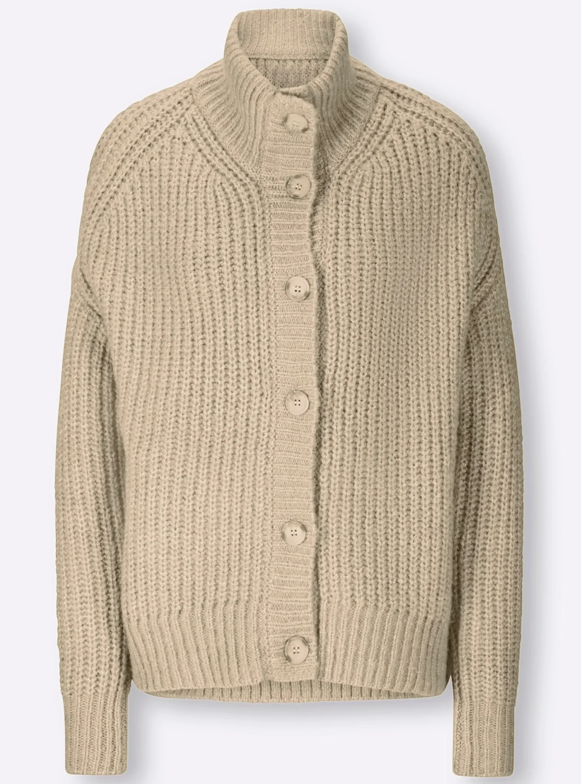 Strickjacken|heine Strickjacke mit variablem Kragen sand-meliert