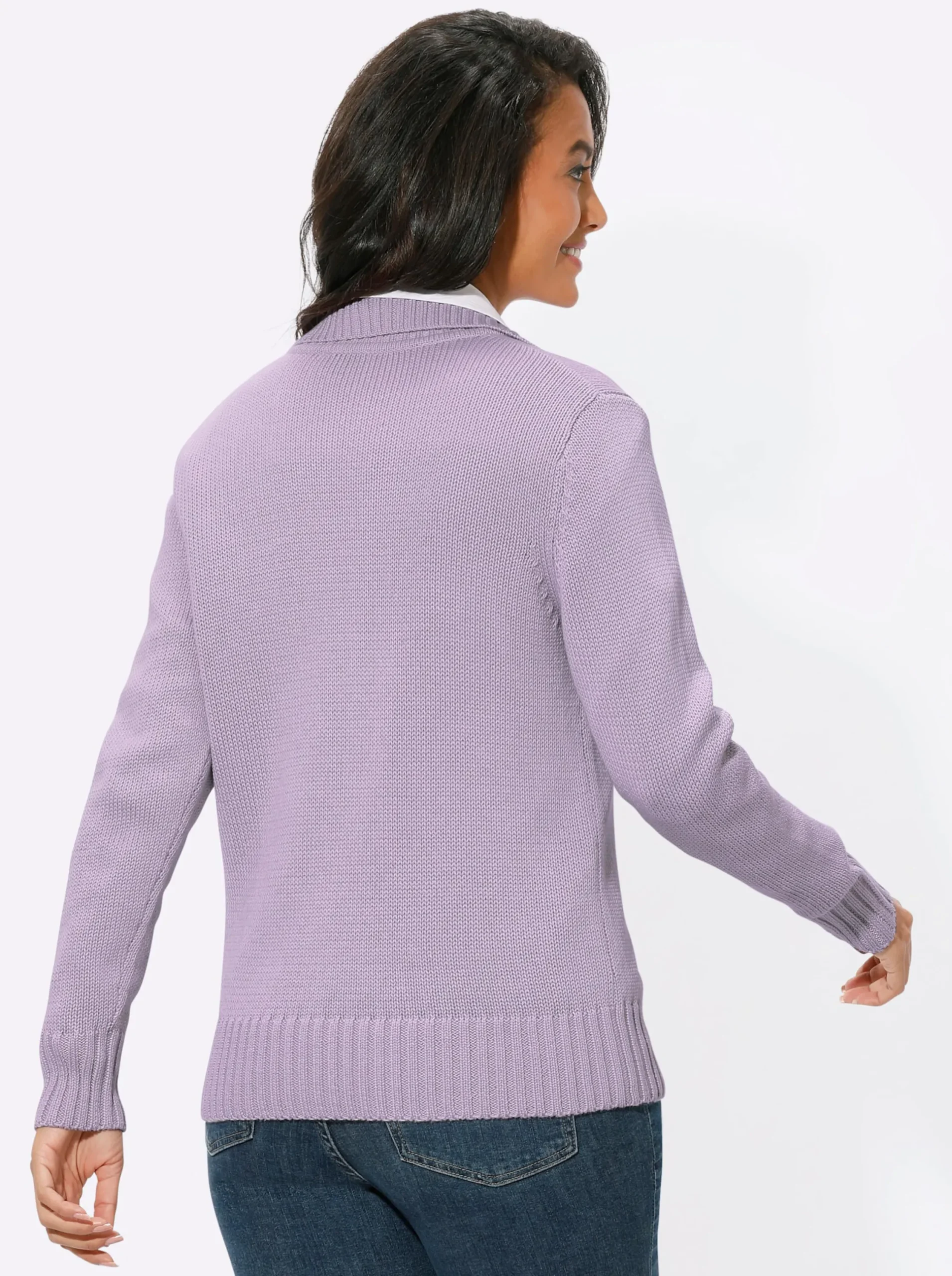 Strickjacken| Strickjacke mit 2-Wege-Reißverschluss flieder