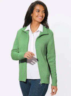 Strickjacken| Strickjacke mit 2-Wege-Reißverschluss apfel
