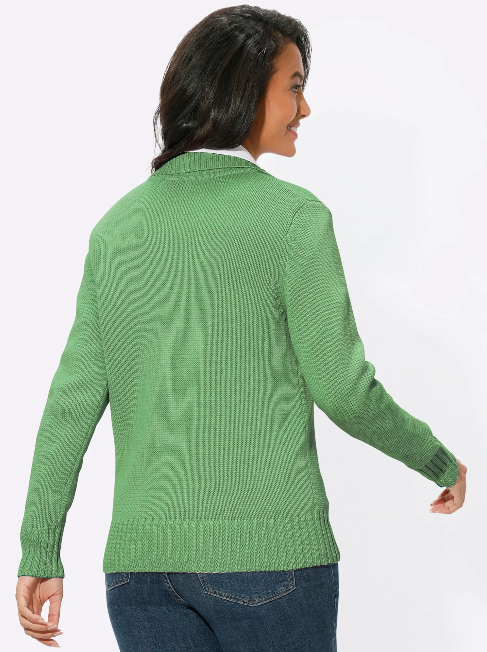 Strickjacken| Strickjacke mit 2-Wege-Reißverschluss apfel