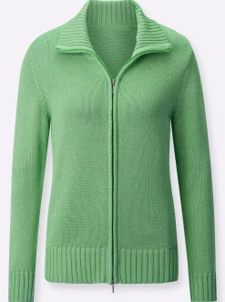 Strickjacken| Strickjacke mit 2-Wege-Reißverschluss apfel