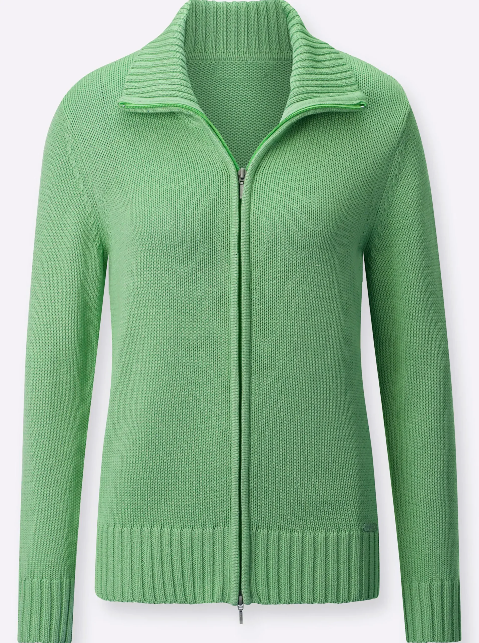 Strickjacken| Strickjacke mit 2-Wege-Reißverschluss apfel