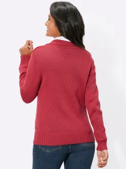 Strickjacken| Strickjacke mit 2-Wege-Reißverschluss korallenrot
