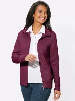 Strickjacken| Strickjacke mit 2-Wege-Reißverschluss fuchsia