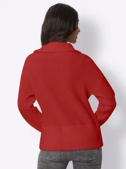 Strickjacken|heine Strickjacke mit 2-Wege-Zipper rot