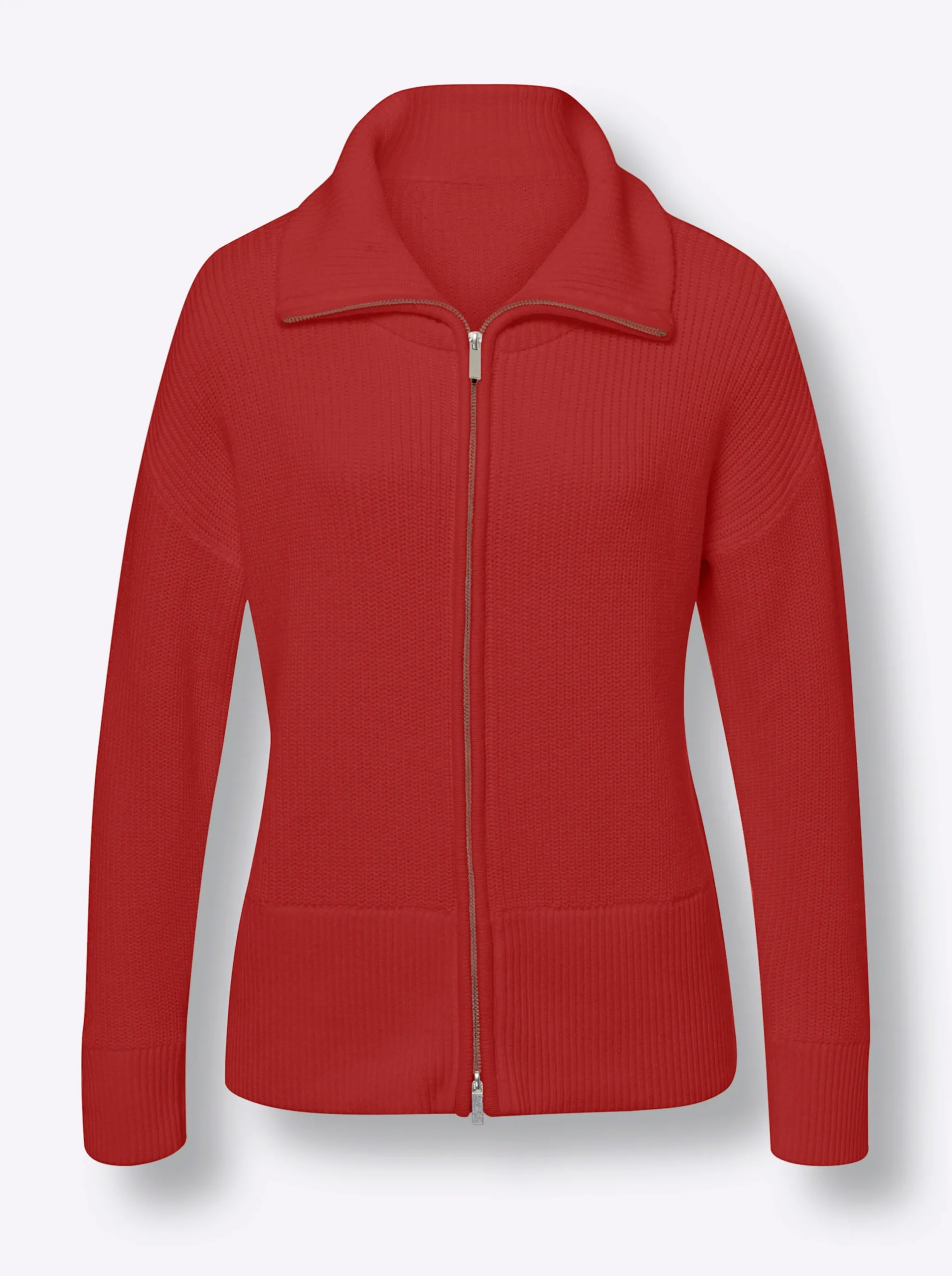 Strickjacken|heine Strickjacke mit 2-Wege-Zipper rot