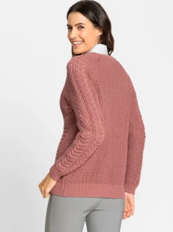Strickjacken| Strickjacke mit Zopf - und Rippenmuster rosenholz