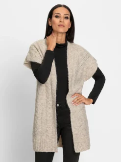 Strickjacken|heine Strickjacke ohne Verschluss sesam-champagner-meliert