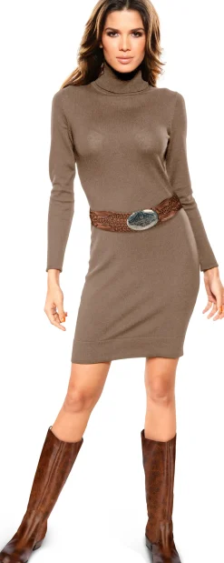 Kleider|heine Strickkleid camel